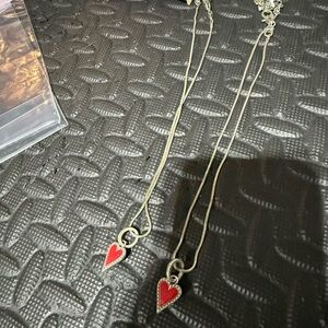 Brighton Silver and Red Heart Pendant Necklace